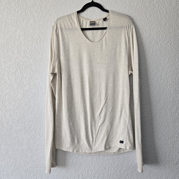 Scotch & Soda S Tan Long Sleeve Scoop Neck Tee Shirt Cotton Blend - Picture 1 of 7